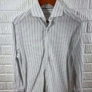 Brunello Cucinelli Striped Basic Fit Long Sleeve Button Down 48 Medium